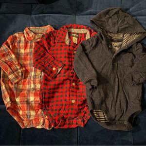 OshKosh B'gosh Plaid and Hooded Onesies Trio